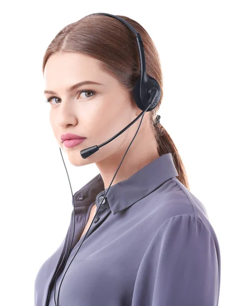 Jonge vrouw met headset — Stockfoto