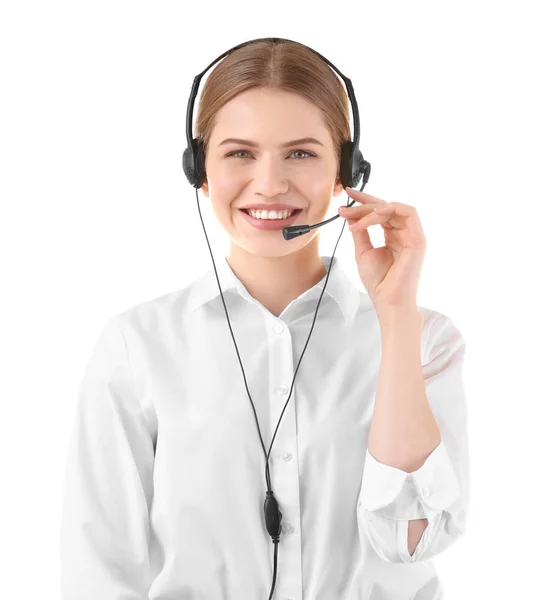 Ung kvinna med headset — Stockfoto