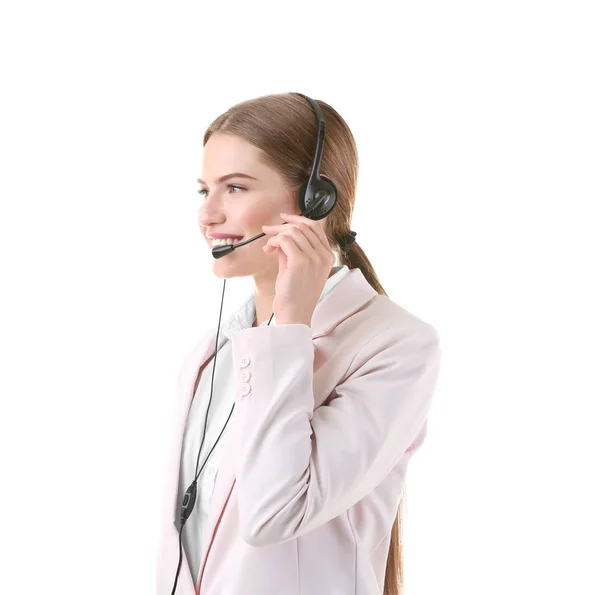 Jonge vrouw met headset — Stockfoto