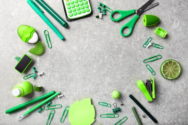 Green office supplies — Stock Photo, Image