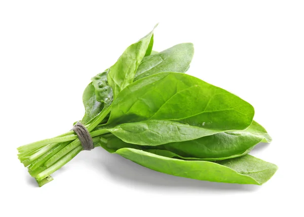 Mazzo fresco di spinaci su sfondo bianco — Foto Stock