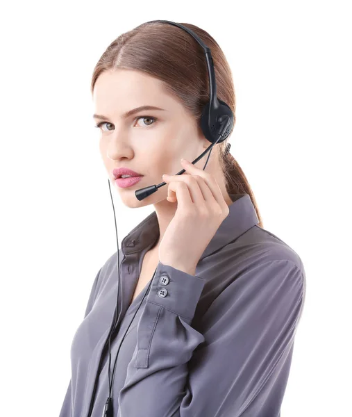 Junge Frau mit Headset — Stockfoto