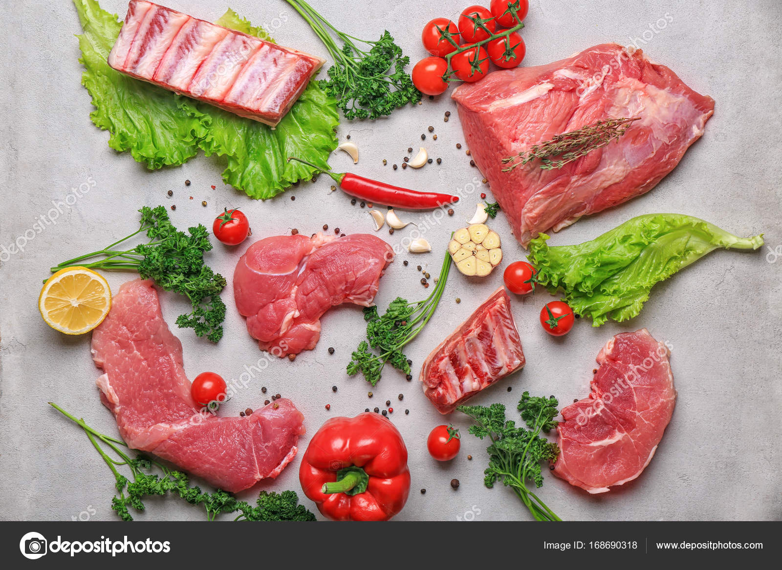 Different types of meat Stock Photo by ©belchonock 168690318