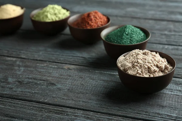 Superfood powders in bowls — Stock Photo, Image