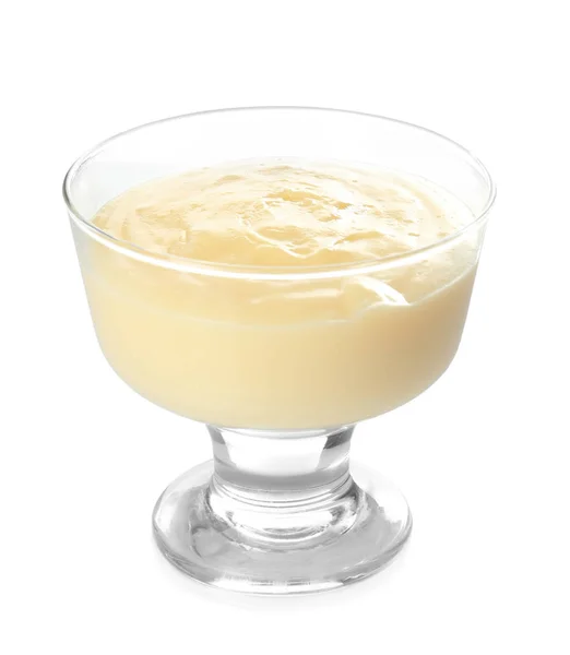 Vanilla pudding in dessert bowl — Stock Photo, Image
