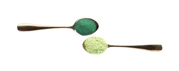 Superfood powders in spoons — Stock Photo, Image