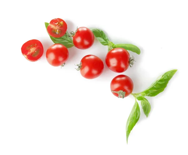 Tomate cereja e manjericão — Fotografia de Stock