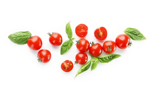 Tomate cereja e manjericão — Fotografia de Stock