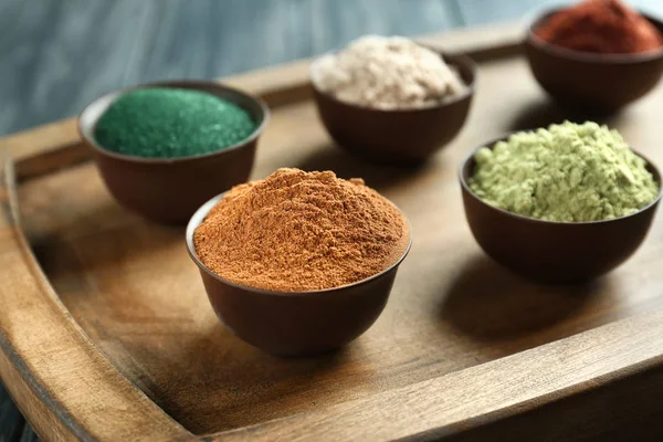 Superfood powders in bowls — Stock Photo, Image