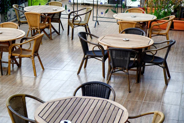 Empty cafe terrace, outdoors — Stock Photo, Image