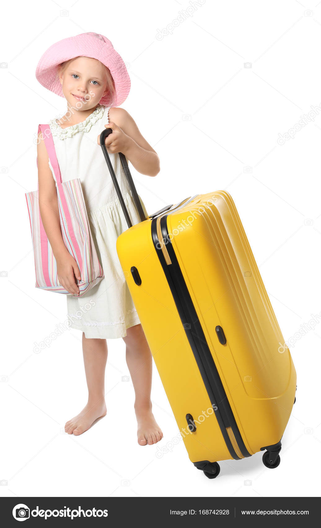 little girl with suitcase