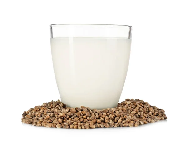 Sklo s konopné mléko — Stock fotografie