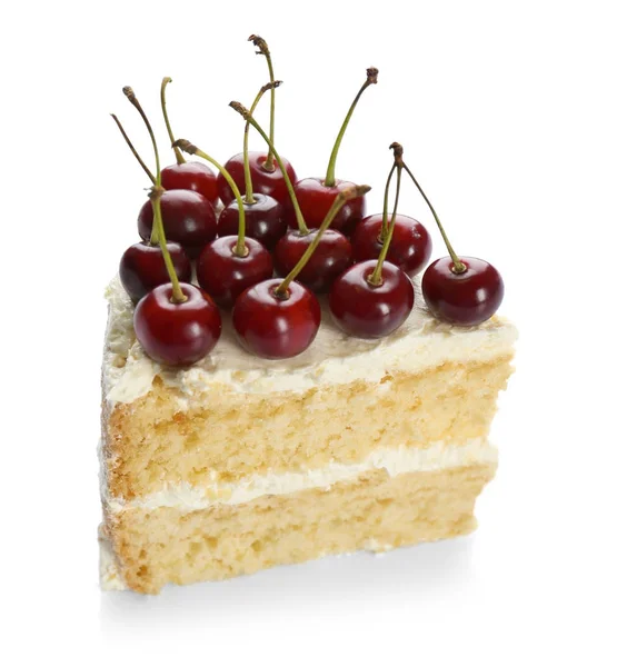 Kuchen mit Kirschen dekoriert — Stockfoto