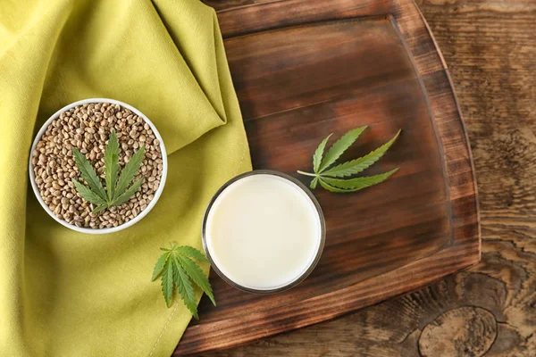 Glass of hemp milk