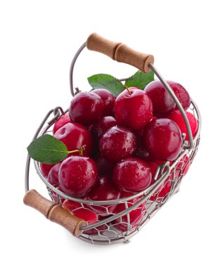 흰색 바탕에 바구니에 잘 익은 매 실