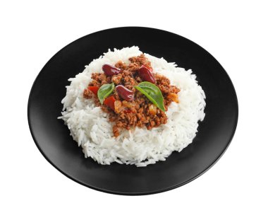 Chili con carne pilav ile servis