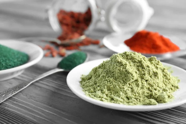 Colorful superfood powders — Stock Photo, Image