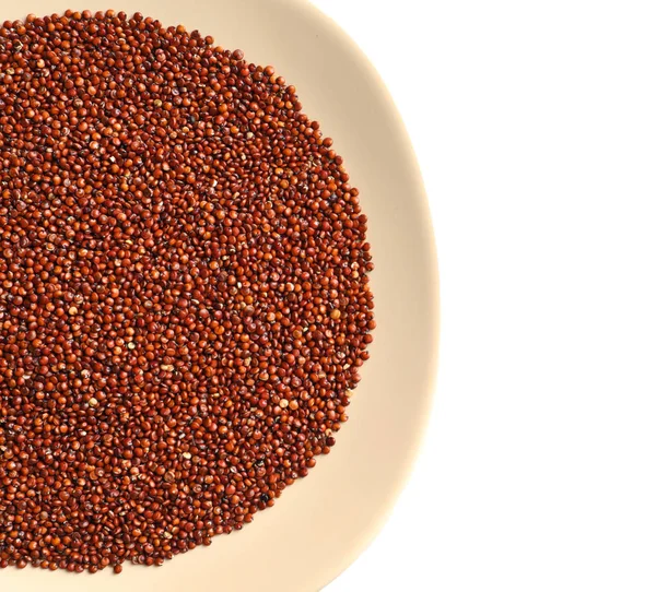 赤いキノアの穀物とプレート — ストック写真