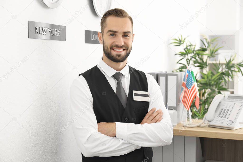 Male hotel receptionist 