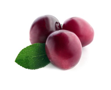 Beyaz arka plan üzerinde olgunlaşmış taze Erik