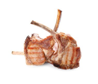 Beyaz arka plan üzerinde lezzetli kaburga