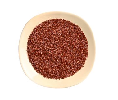 Kırmızı quinoa tahıl ile plaka