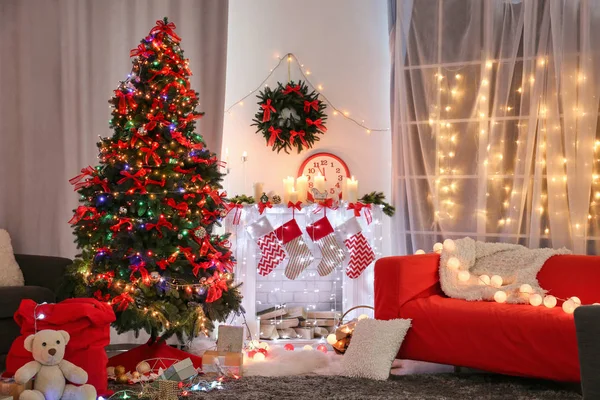 Karácsonyi belső nappali — Stock Fotó