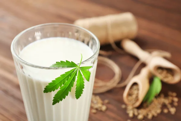 Glass with hemp milk