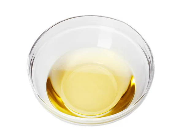 Скляна миска з кухонною олією — стокове фото
