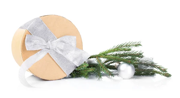 Gift box and Christmas decorations — Stock Photo, Image