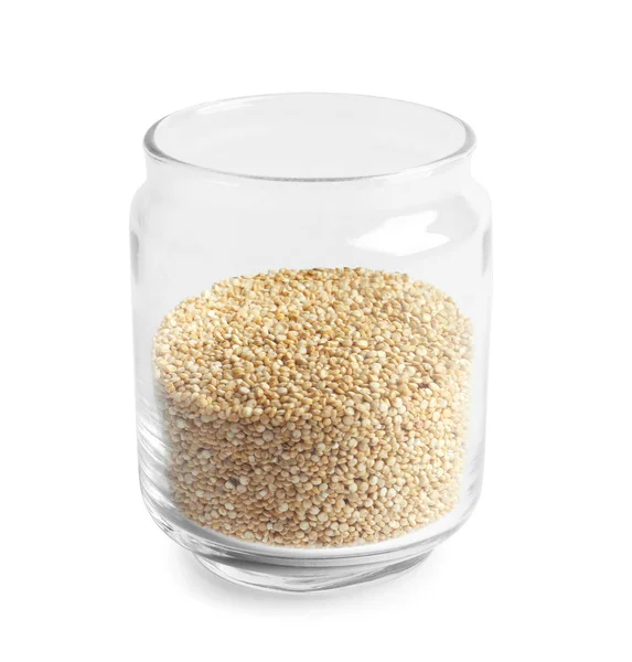 Quinoa zaden in glazen pot — Stockfoto