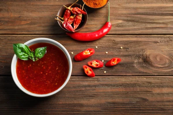 Composition with chili sauce — Stock Photo, Image