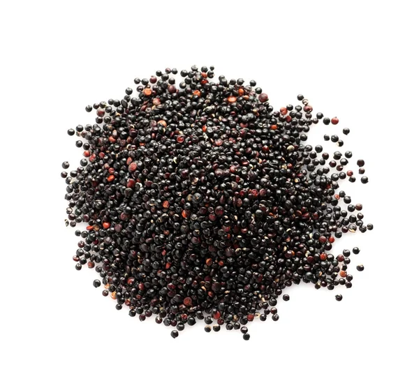 Högen av svart quinoa på vit bakgrund — Stockfoto