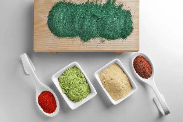 Polveri colorate superfood — Foto Stock