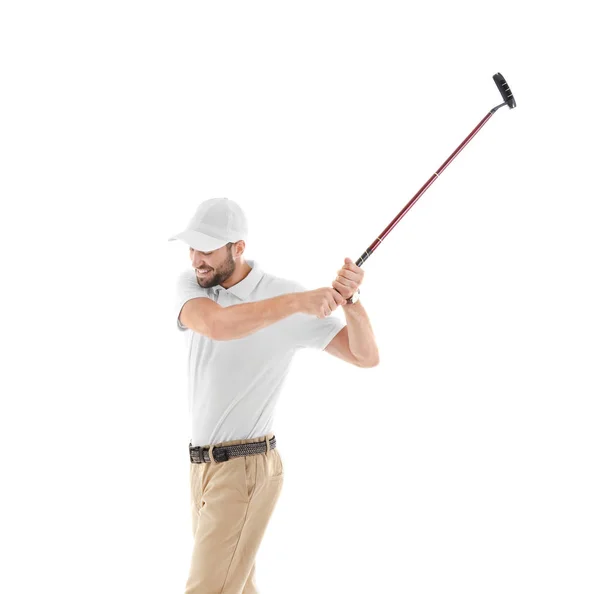 Man swinging with golf club — Stock Photo, Image