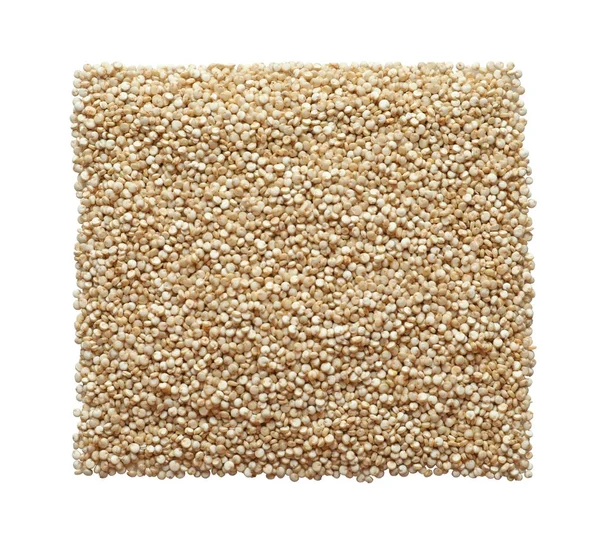 Ekologisk quinoa frön i form av kvadrat på vit bakgrund — Stockfoto
