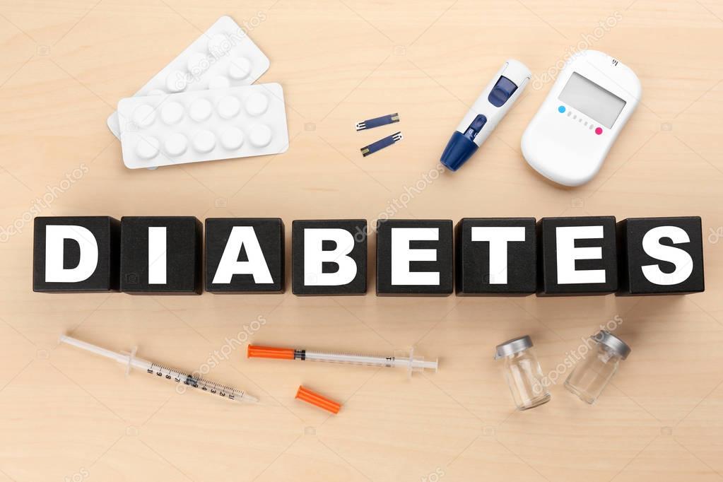 medical stuff and word Diabetes