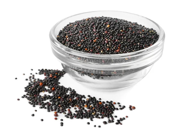 Black quinoa in glass bowl — Stock Photo, Image