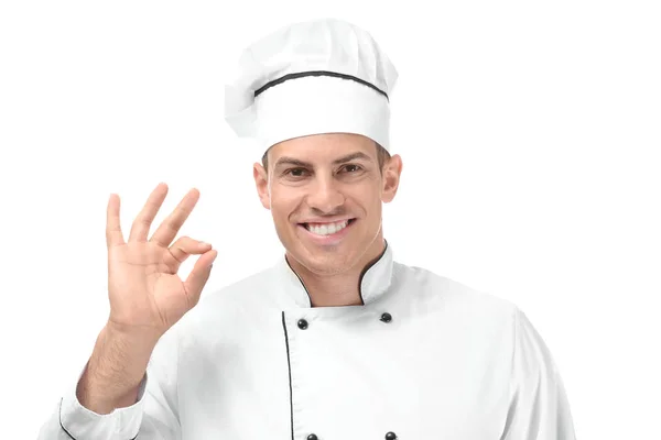 Chef masculino sobre fondo blanco — Foto de Stock