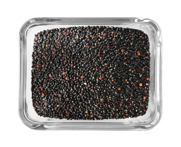 Quinoa preta em tigela de vidro — Fotografia de Stock
