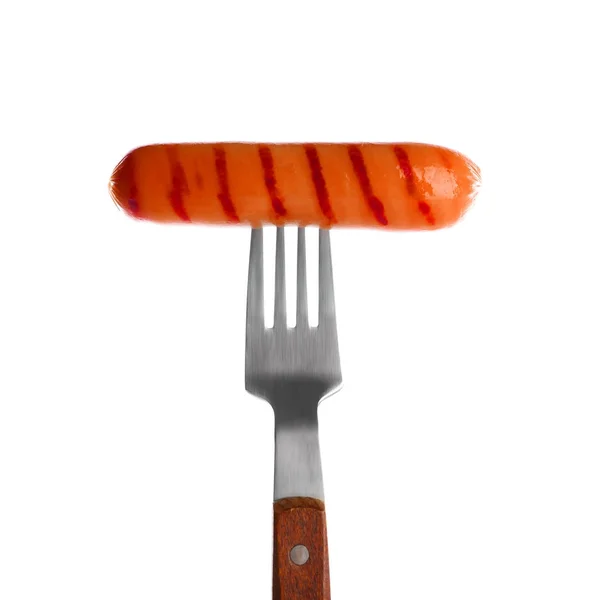 Gaffel med läckra grillad korv — Stockfoto