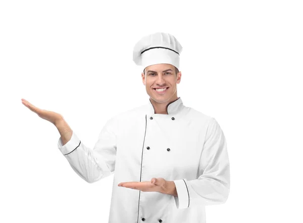 Manlig kock på vit bakgrund — Stockfoto