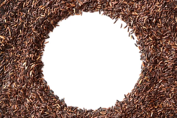 Round frame made with black rice — Stock Photo, Image