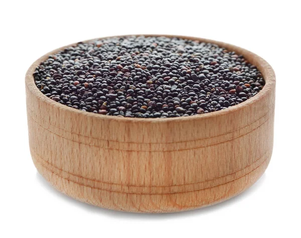 Black quinoa in wooden bowl — Stock Photo, Image