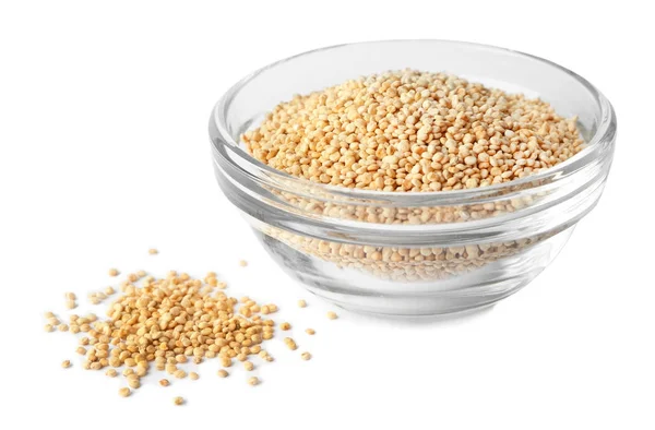 Rå quinoa i glasskål — Stockfoto