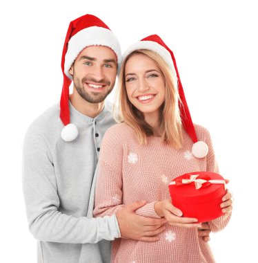 Noel hediyesi ile genç bir çift