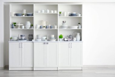 Mutfak seramik dishware ayaklıklı beyaz depolama