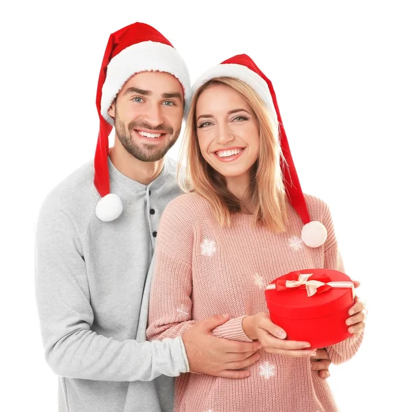 Noel hediyesi ile genç bir çift