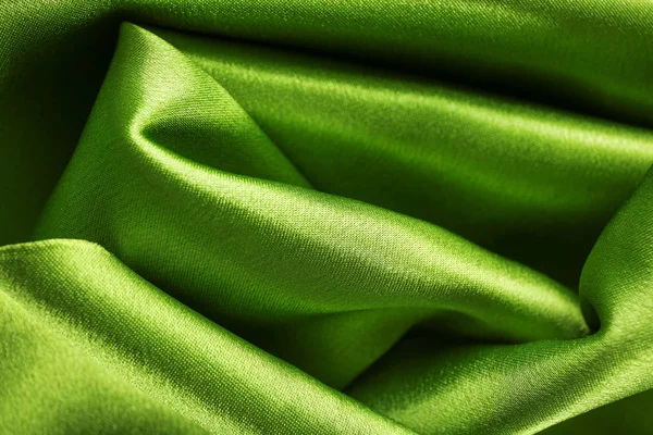 Green silk texture, close up — Stock Photo, Image