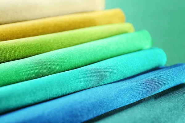 Green composition with fabrics, close up — Stock Photo, Image